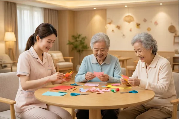 护理员陪长者进行认知活动